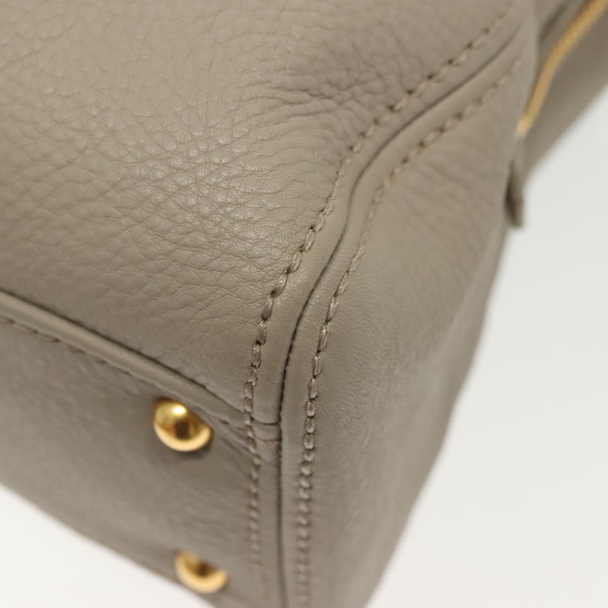 Miu Miu Hand Bag Leather 2way Gray Gold Auth BA5154