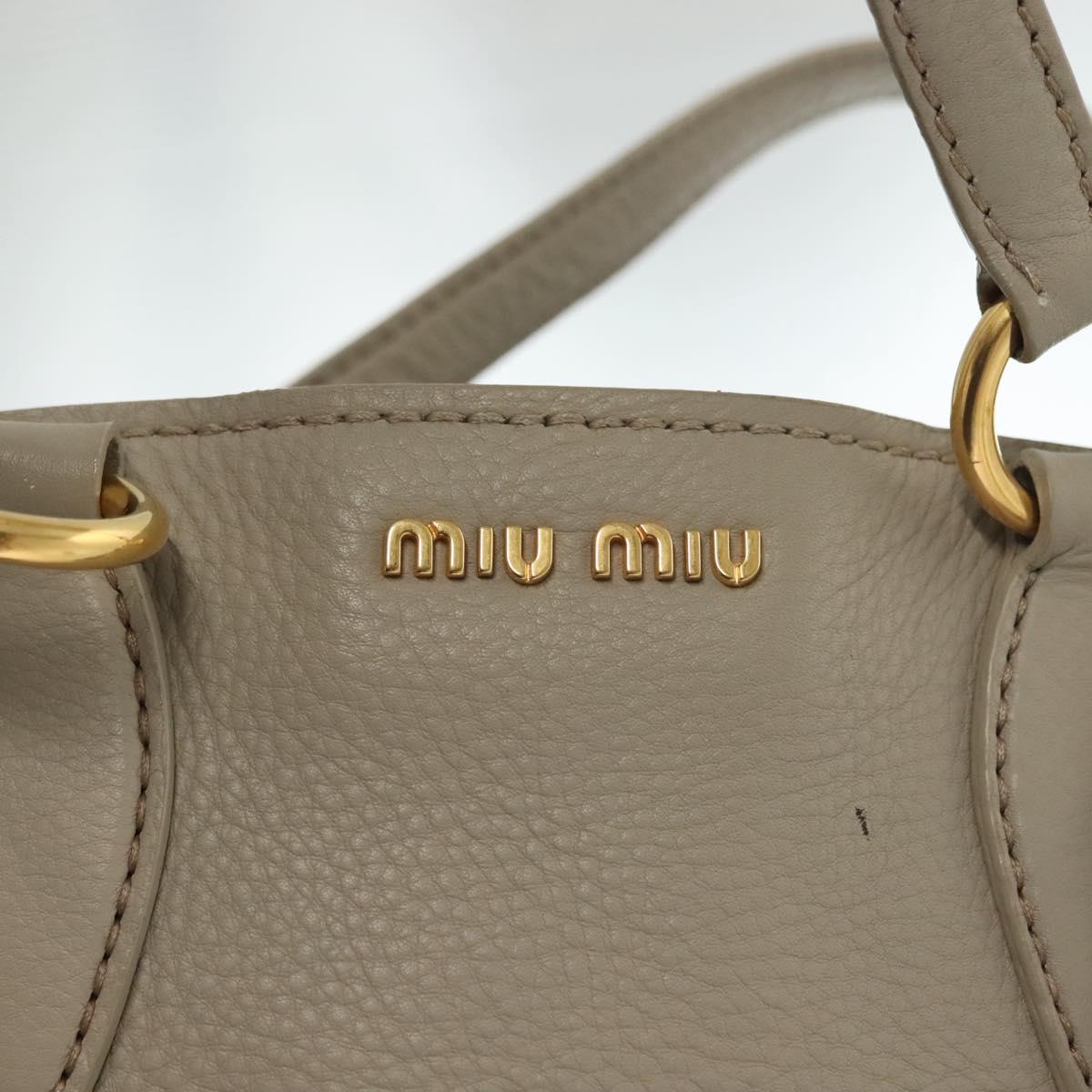 Miu Miu Hand Bag Leather 2way Gray Gold Auth BA5154