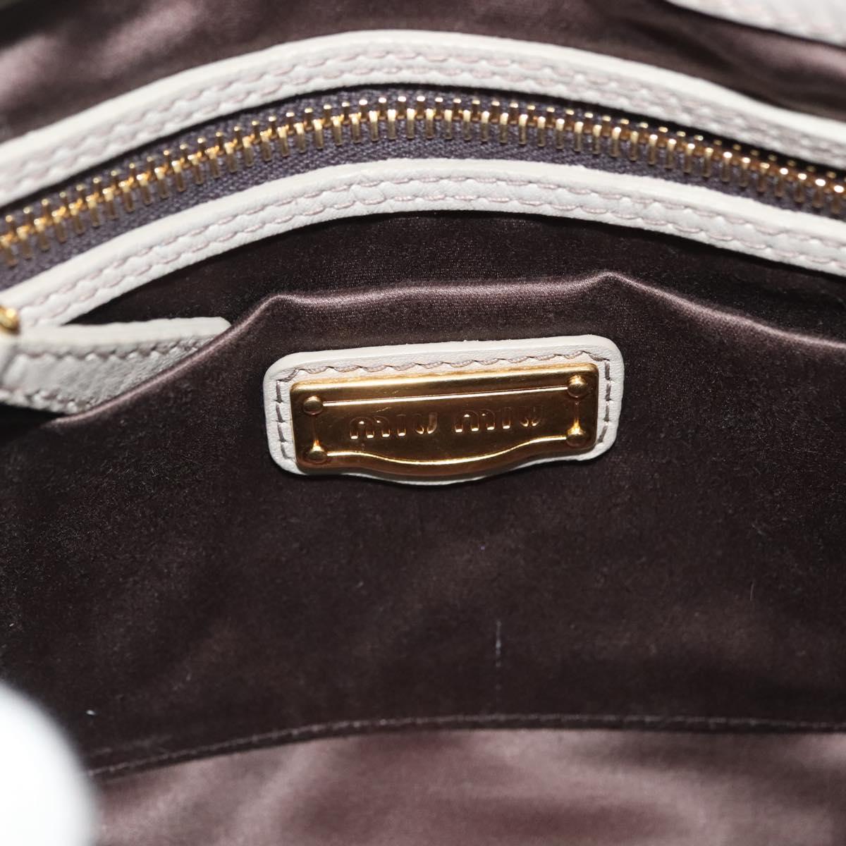 Miu Miu Hand Bag Leather 2way Gray Gold Auth BA5154