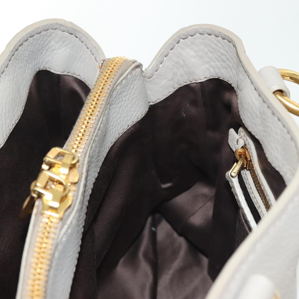 Miu Miu Hand Bag Leather 2way Gray Gold Auth BA5154