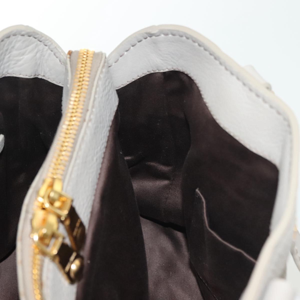 Miu Miu Hand Bag Leather 2way Gray Gold Auth BA5154