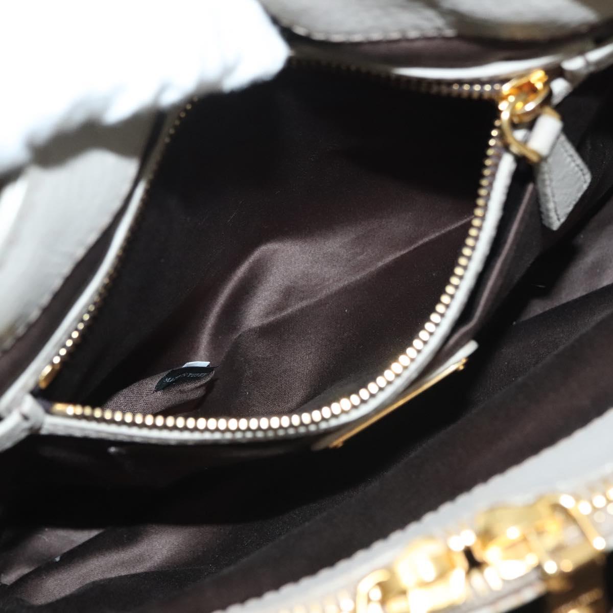 Miu Miu Hand Bag Leather 2way Gray Gold Auth BA5154