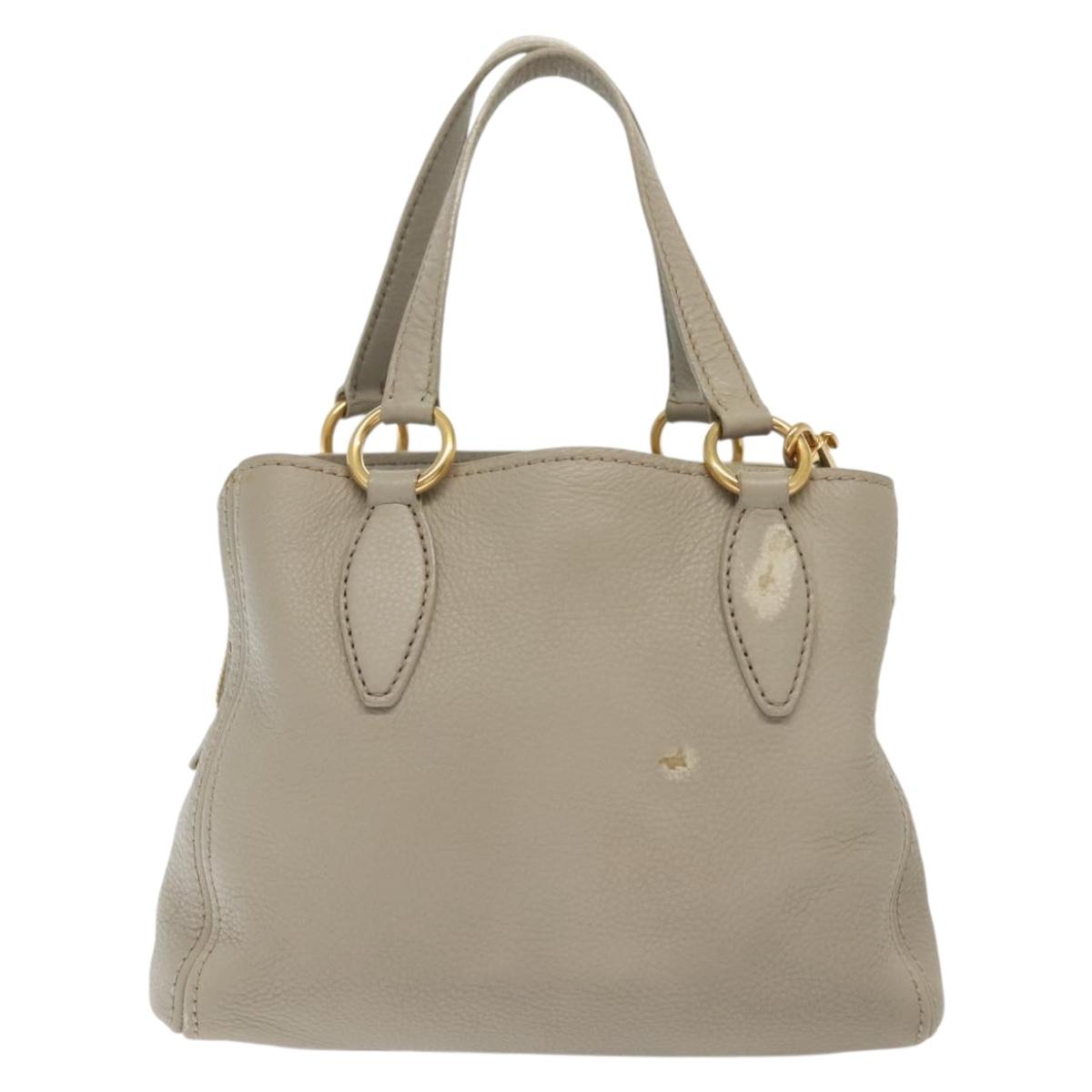Miu Miu Hand Bag Leather 2way Gray Gold Auth BA5154