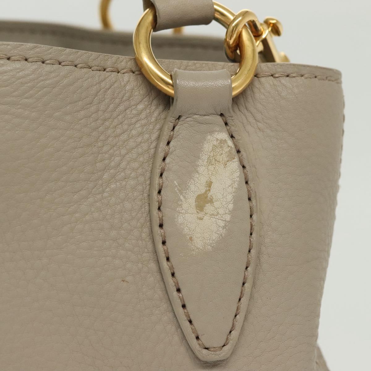 Miu Miu Hand Bag Leather 2way Gray Gold Auth BA5154