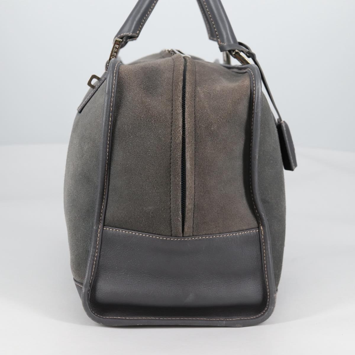 LOEWE Anagram Amazona 36 Hand Bag Suede Gray Silver Auth BA5158V