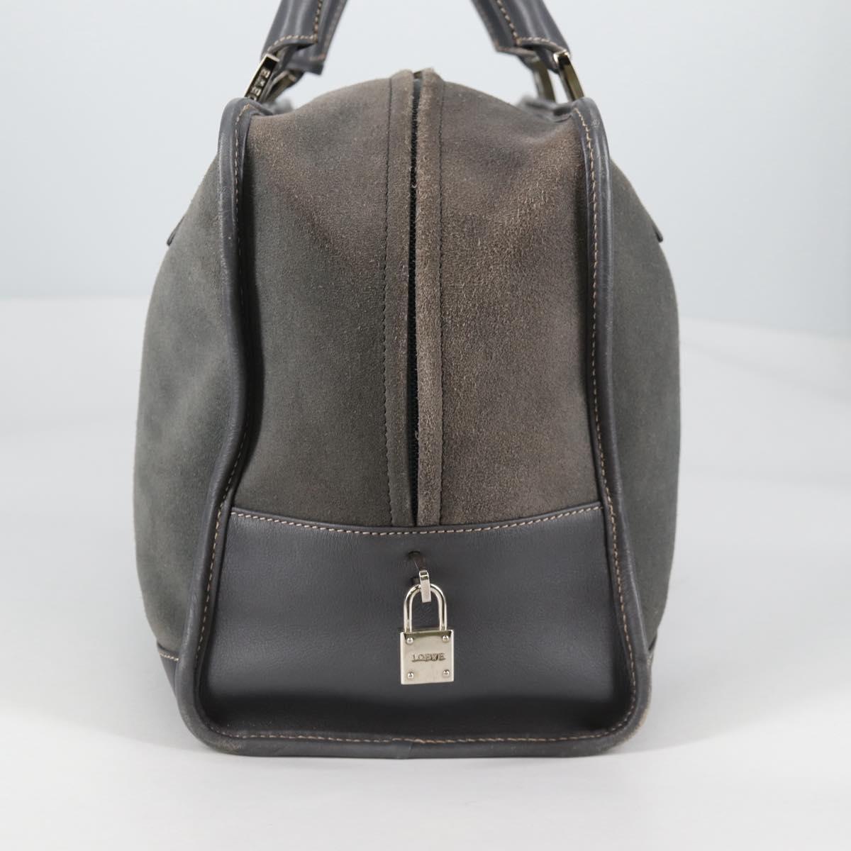 LOEWE Anagram Amazona 36 Hand Bag Suede Gray Silver Auth BA5158V