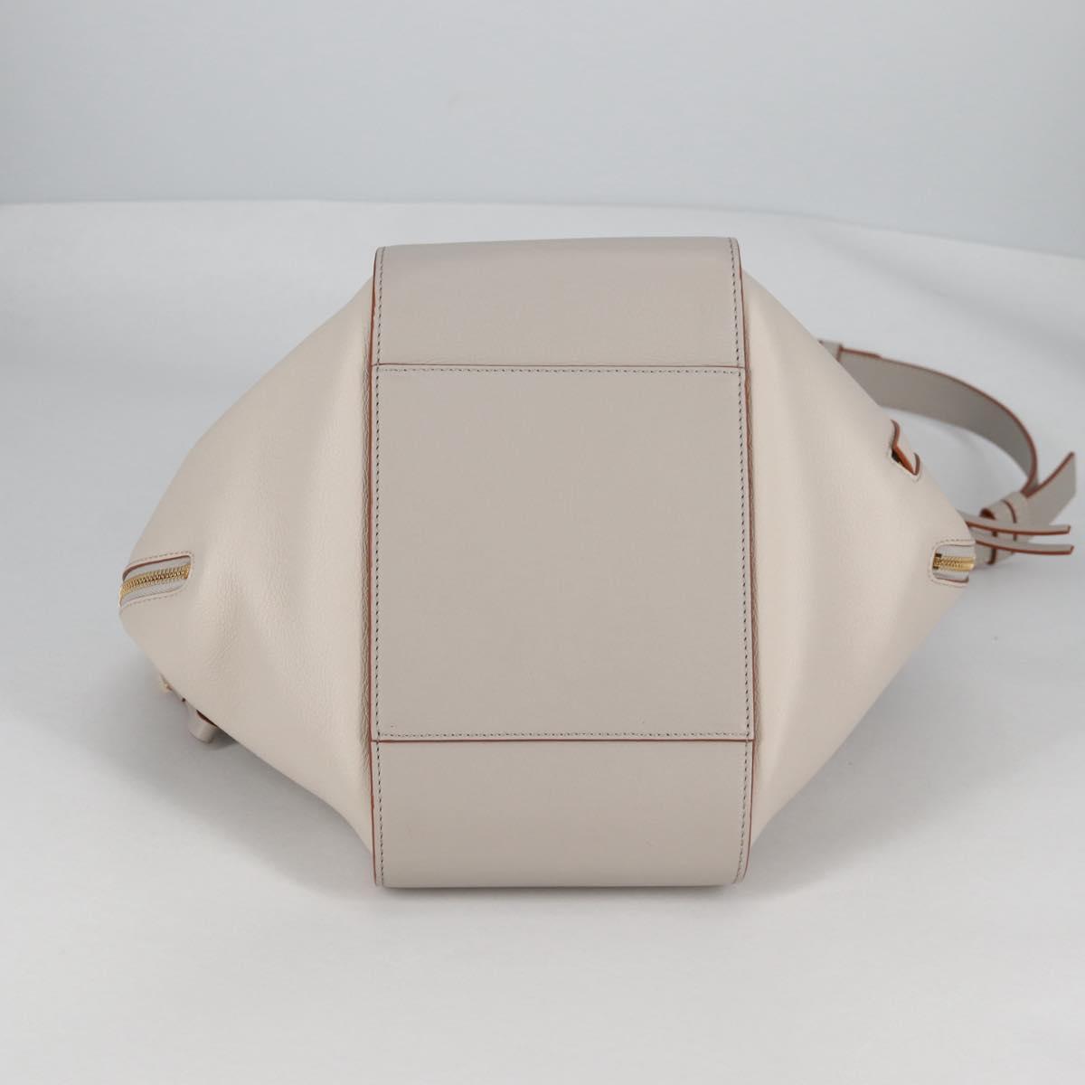 LOEWE Anagram Hammock Small Hand Bag Leather Gray Gold Auth BA5164M
