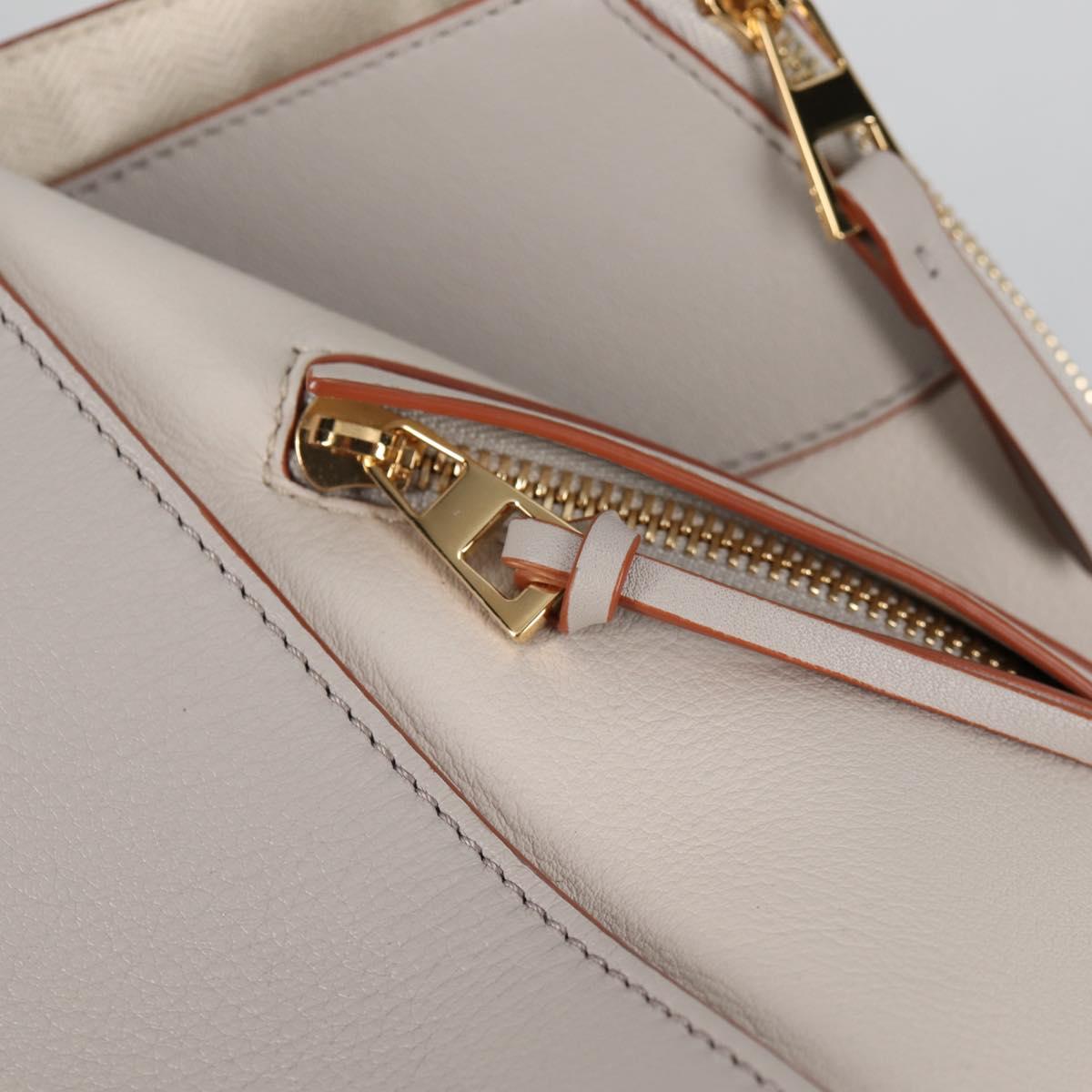LOEWE Anagram Hammock Small Hand Bag Leather Gray Gold Auth BA5164M