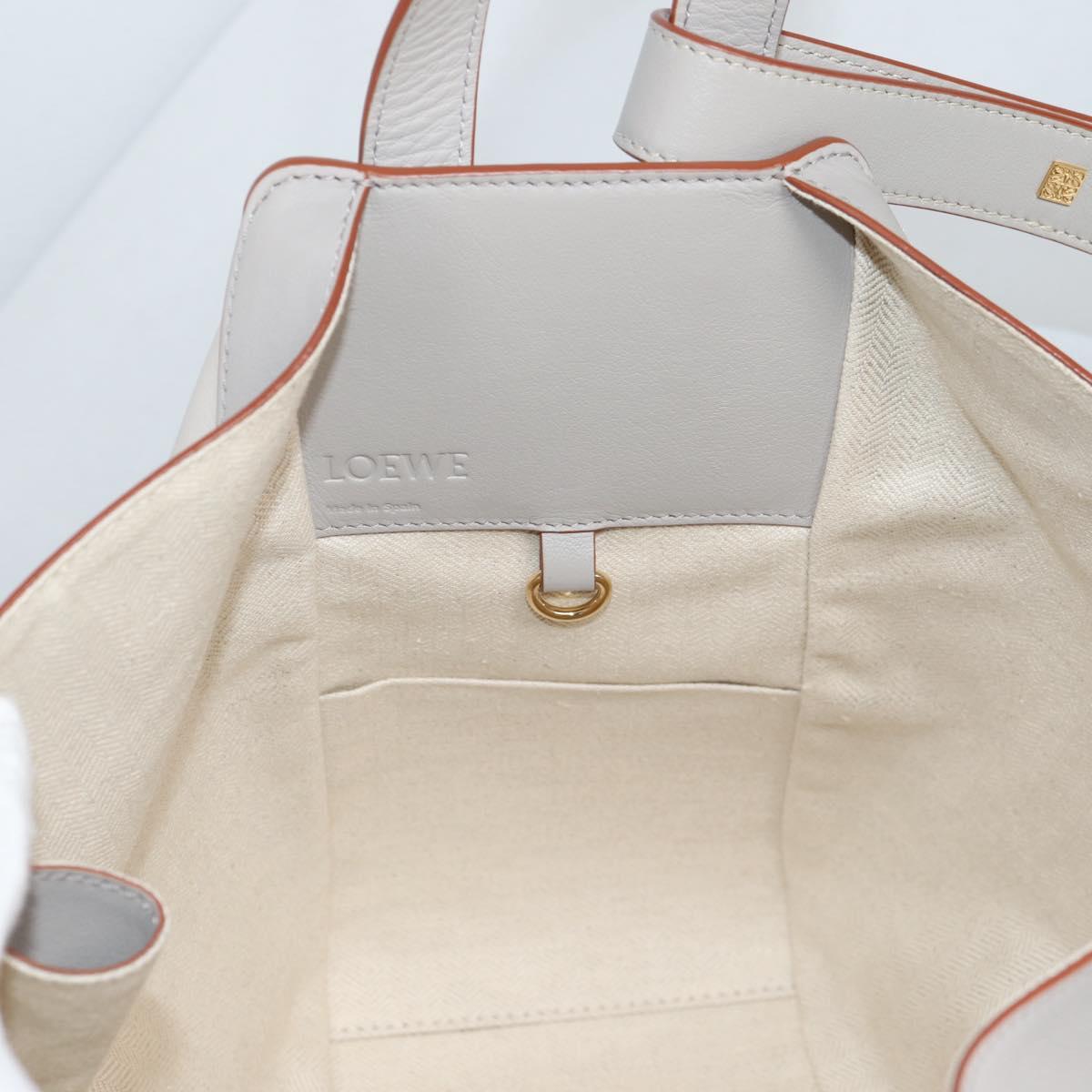 LOEWE Anagram Hammock Small Hand Bag Leather Gray Gold Auth BA5164M