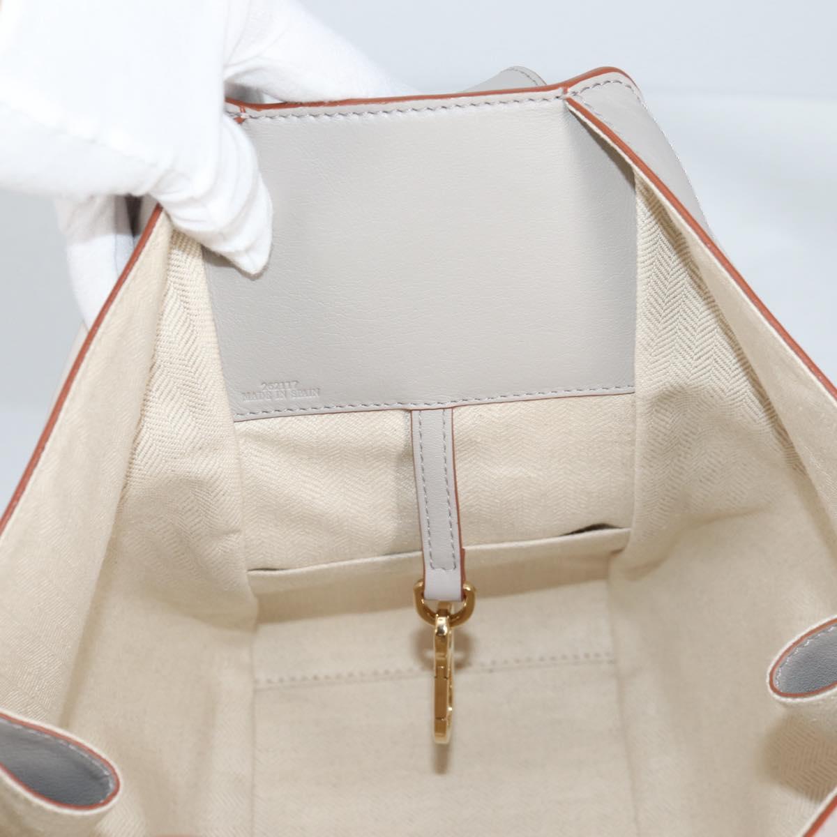 LOEWE Anagram Hammock Small Hand Bag Leather Gray Gold Auth BA5164M