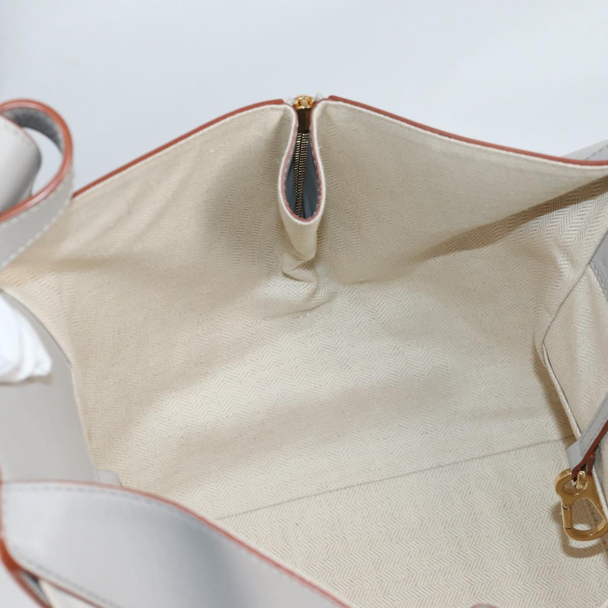 LOEWE Anagram Hammock Small Hand Bag Leather Gray Gold Auth BA5164M