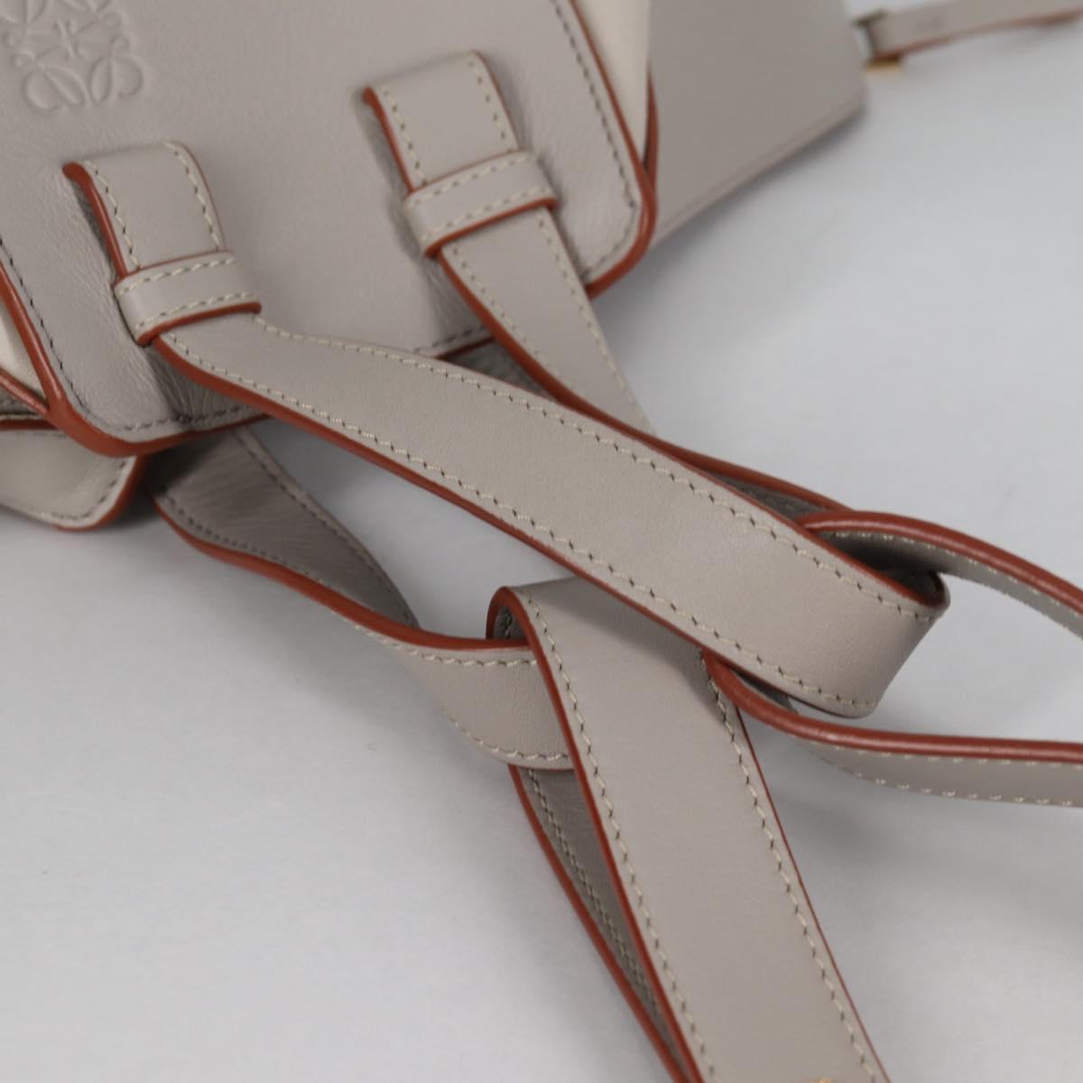 LOEWE Anagram Hammock Small Hand Bag Leather Gray Gold Auth BA5164M