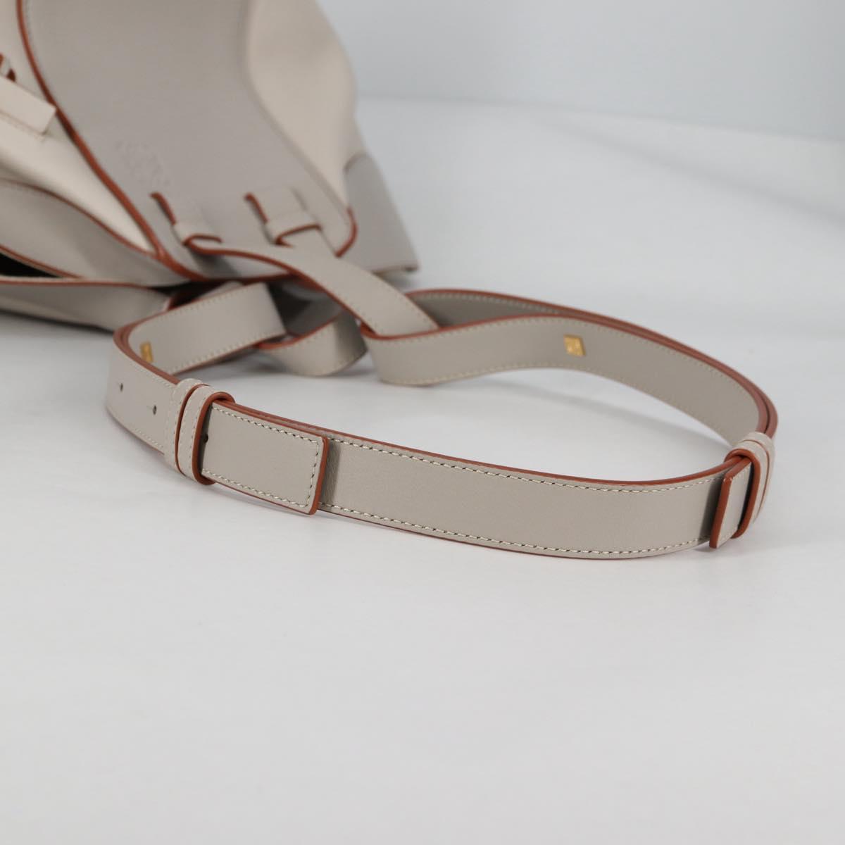 LOEWE Anagram Hammock Small Hand Bag Leather Gray Gold Auth BA5164M