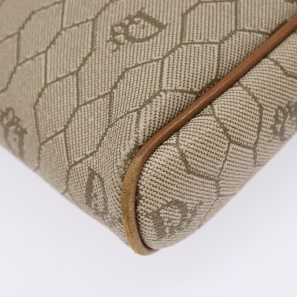 Christian Dior Honeycomb Canvas Shoulder Bag PVC Beige Gold Auth BA5167