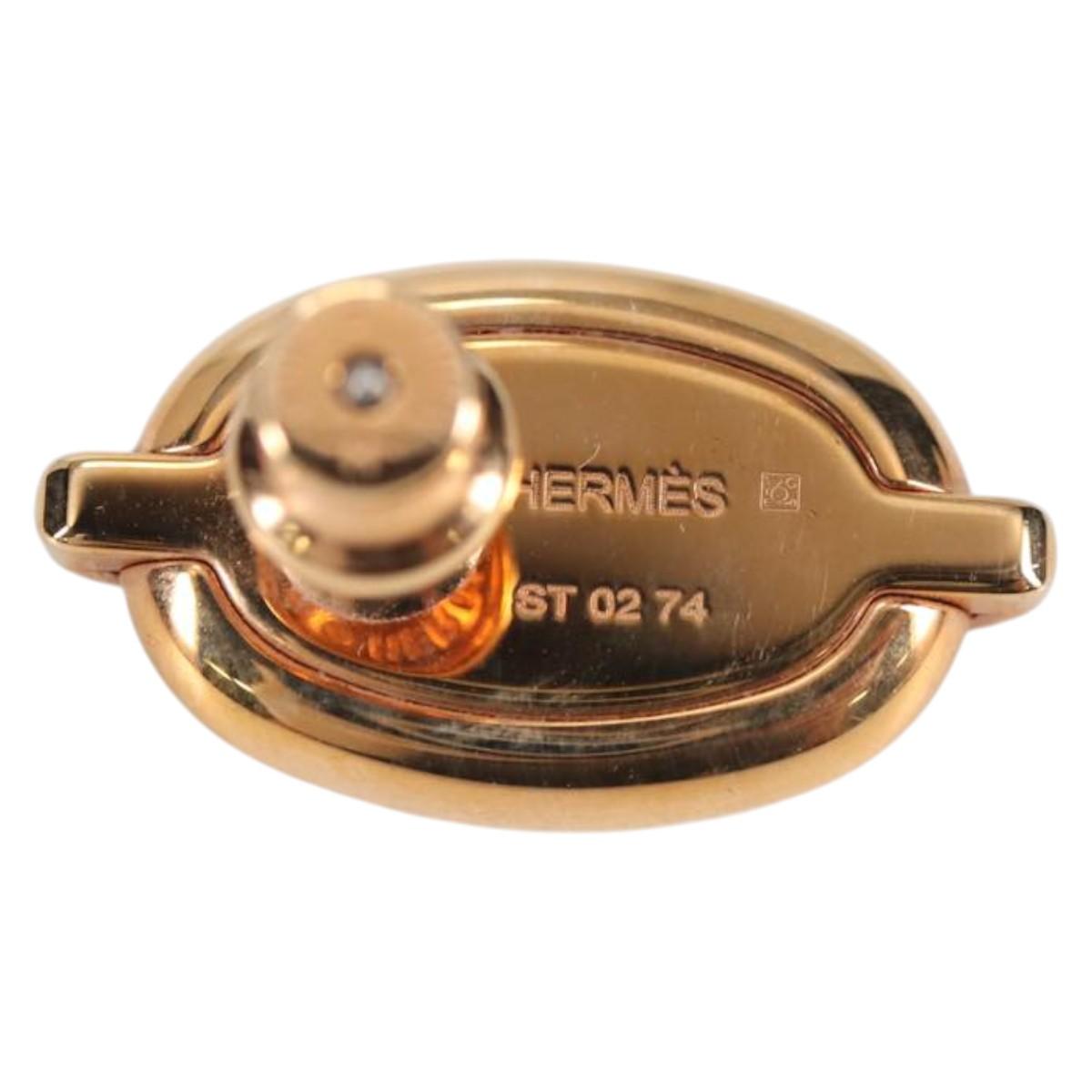 HERMES Pierce Mini Mayon Earring metal Pink Auth BA5179M