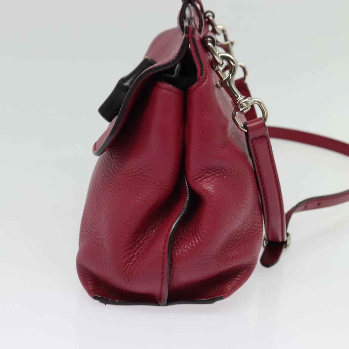 GUCCI Bamboo Daily Hand Bag Leather 2way Pink Silver 370831 Auth BA5180