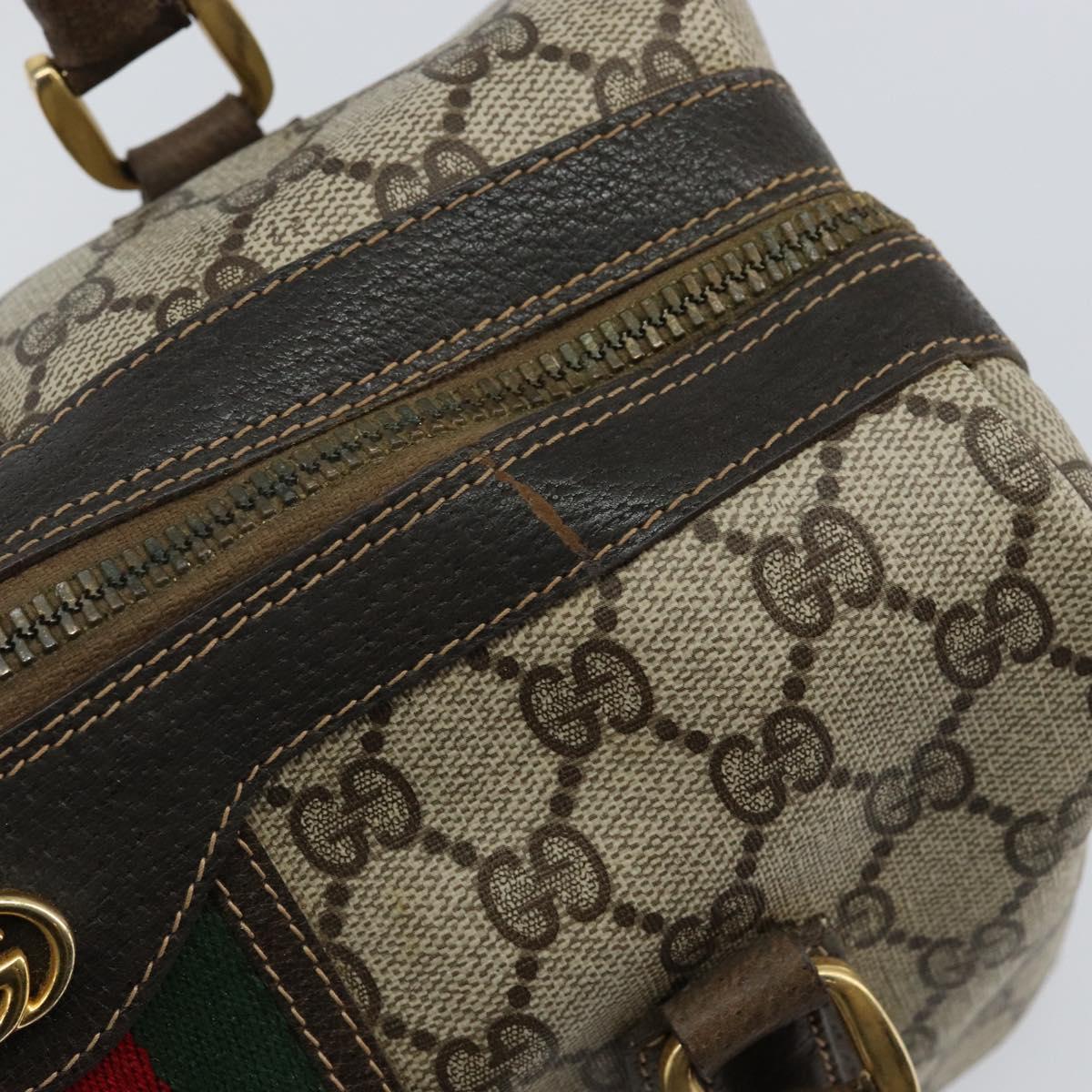 GUCCI GG Supreme Web Sherry Line Hand Bag PVC Beige Gold 67 01 4422 Auth BA5183
