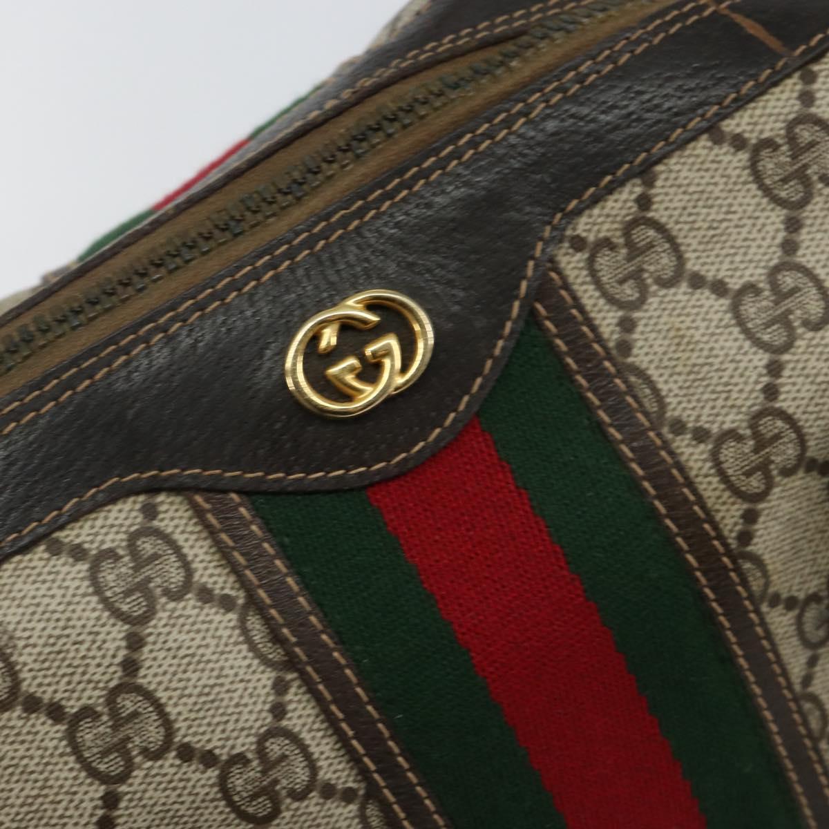 GUCCI GG Supreme Web Sherry Line Hand Bag PVC Beige Gold 67 01 4422 Auth BA5183