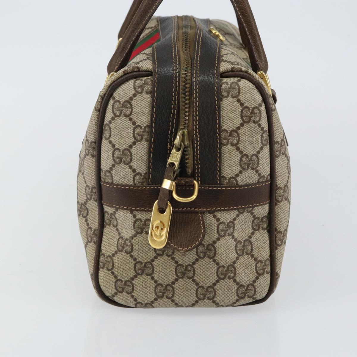 GUCCI GG Supreme Web Sherry Line Hand Bag PVC Beige Gold 67 01 4422 Auth BA5183