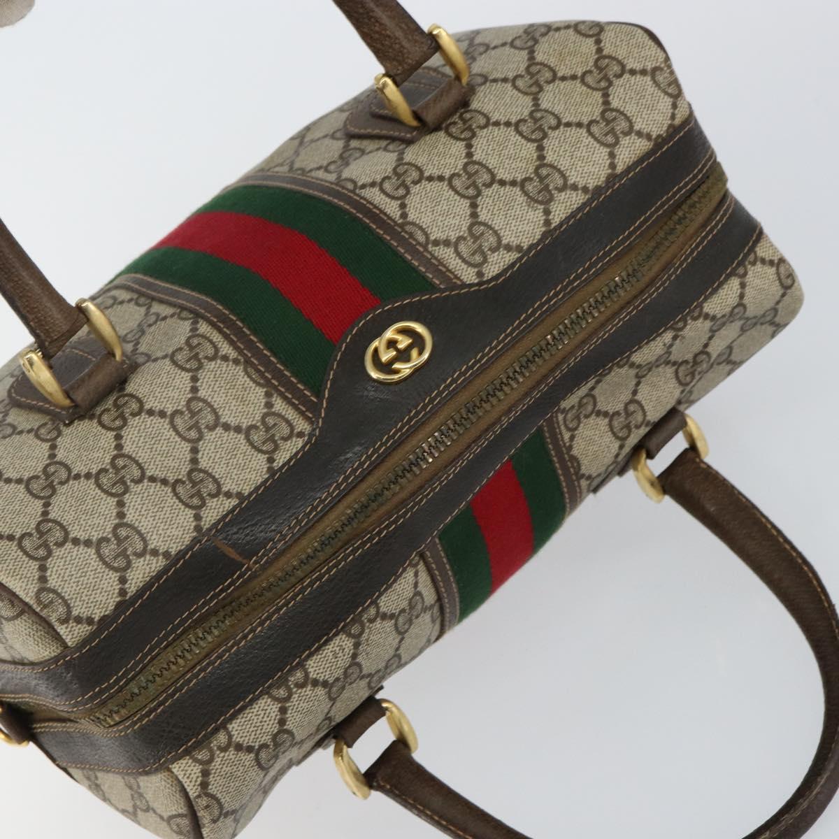 GUCCI GG Supreme Web Sherry Line Hand Bag PVC Beige Gold 67 01 4422 Auth BA5183
