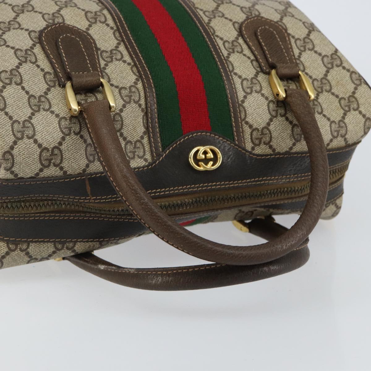 GUCCI GG Supreme Web Sherry Line Hand Bag PVC Beige Gold 67 01 4422 Auth BA5183