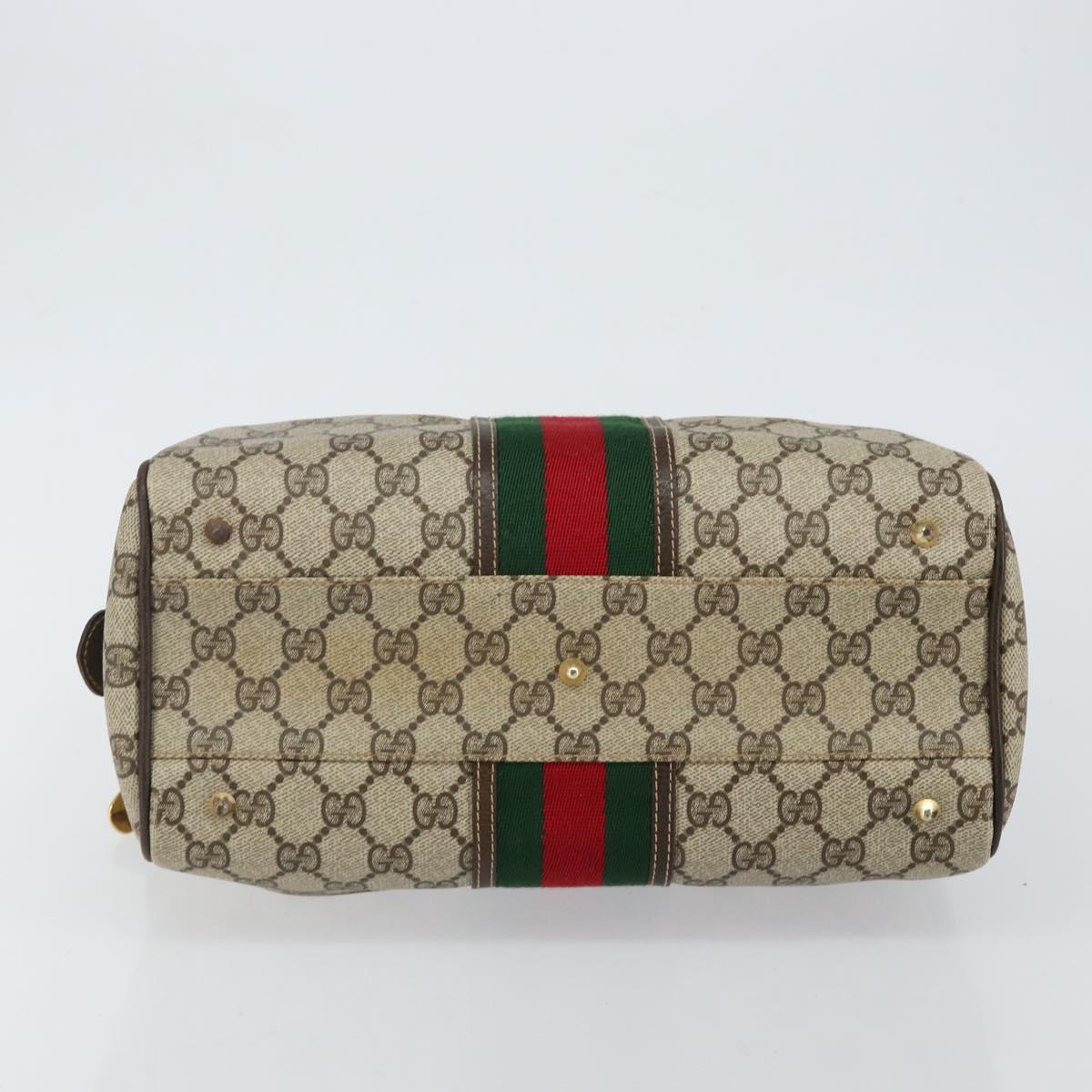 GUCCI GG Supreme Web Sherry Line Hand Bag PVC Beige Gold 67 01 4422 Auth BA5183