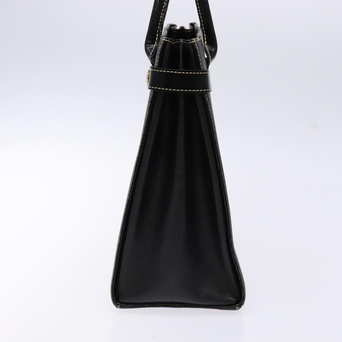 Burberrys Hand Bag Leather Black Gold Auth BA5185