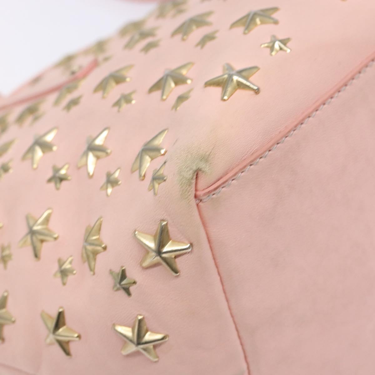 Jimmy Choo Studs Tote Bag Leather Pink Gold Auth BA5187