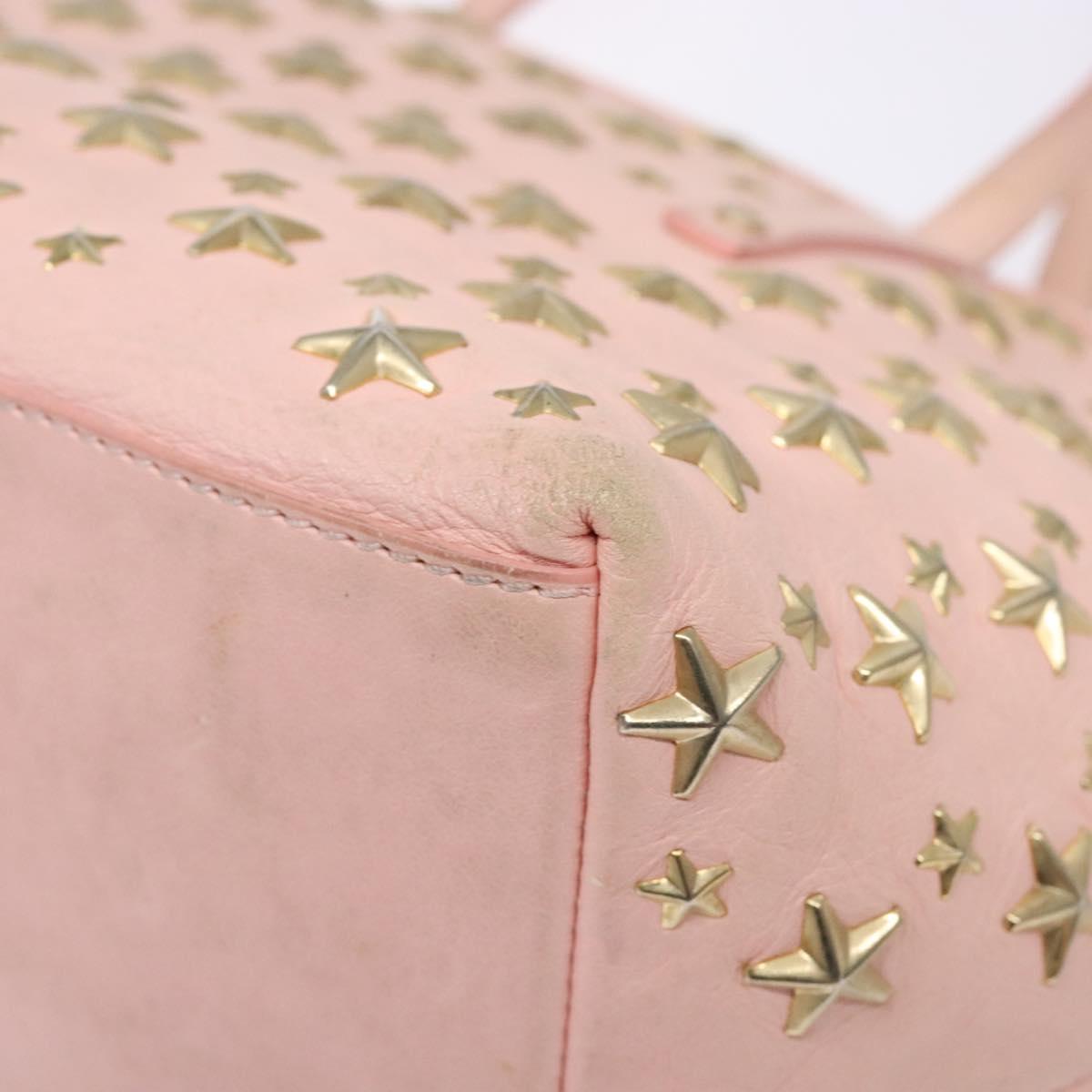 Jimmy Choo Studs Tote Bag Leather Pink Gold Auth BA5187