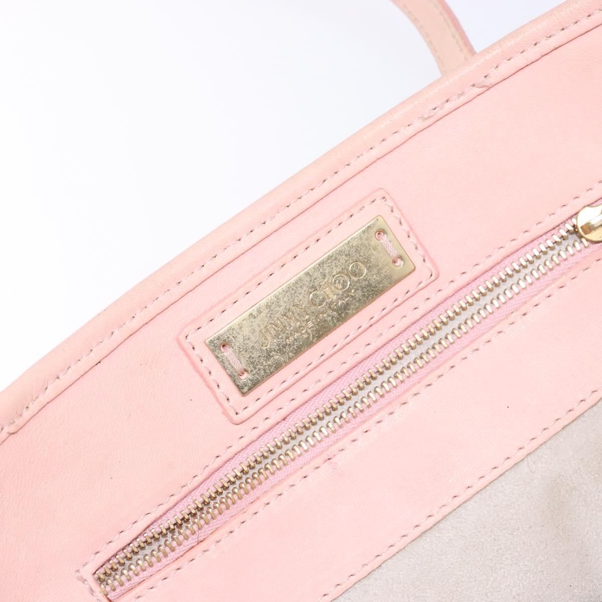 Jimmy Choo Studs Tote Bag Leather Pink Gold Auth BA5187