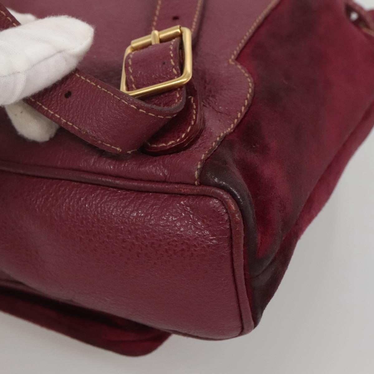 GUCCI Bamboo Backpack Suede Purple Gold 003 1705 0030 Auth BA5188