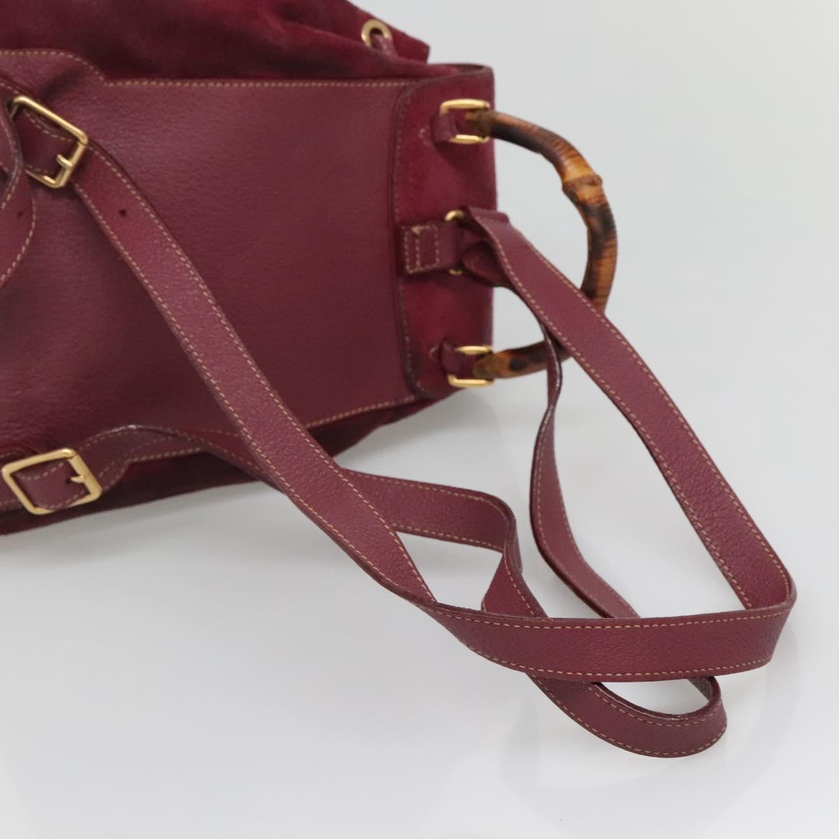 GUCCI Bamboo Backpack Suede Purple Gold 003 1705 0030 Auth BA5188