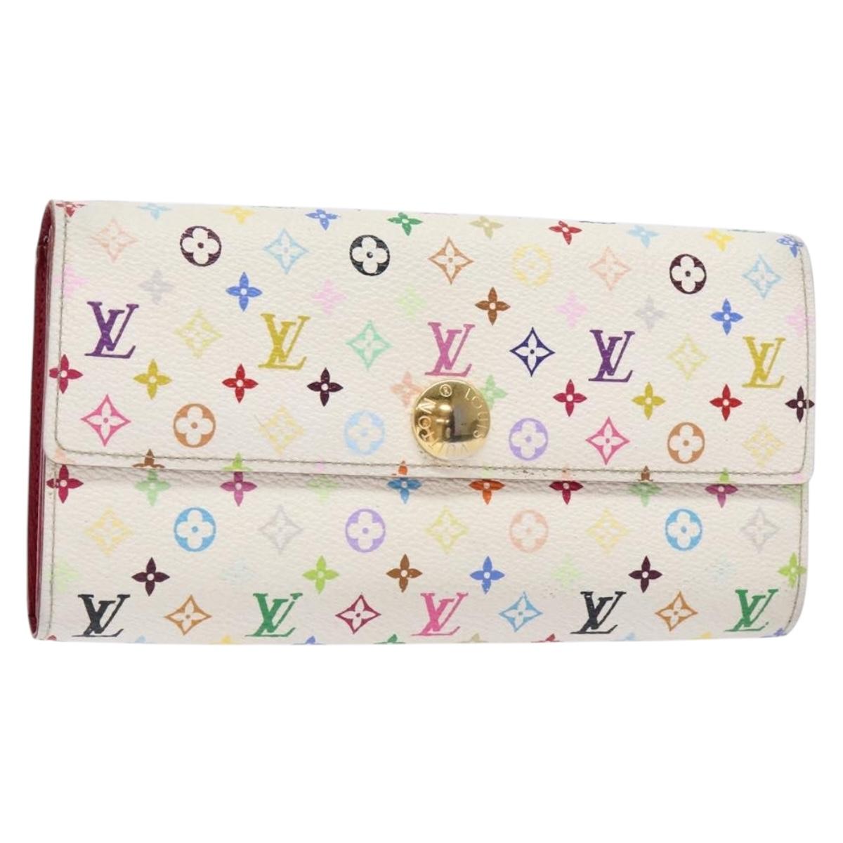 LOUIS VUITTON Multicolor Portefeuille Sarah Wallet White M93532 LV Auth BA5191