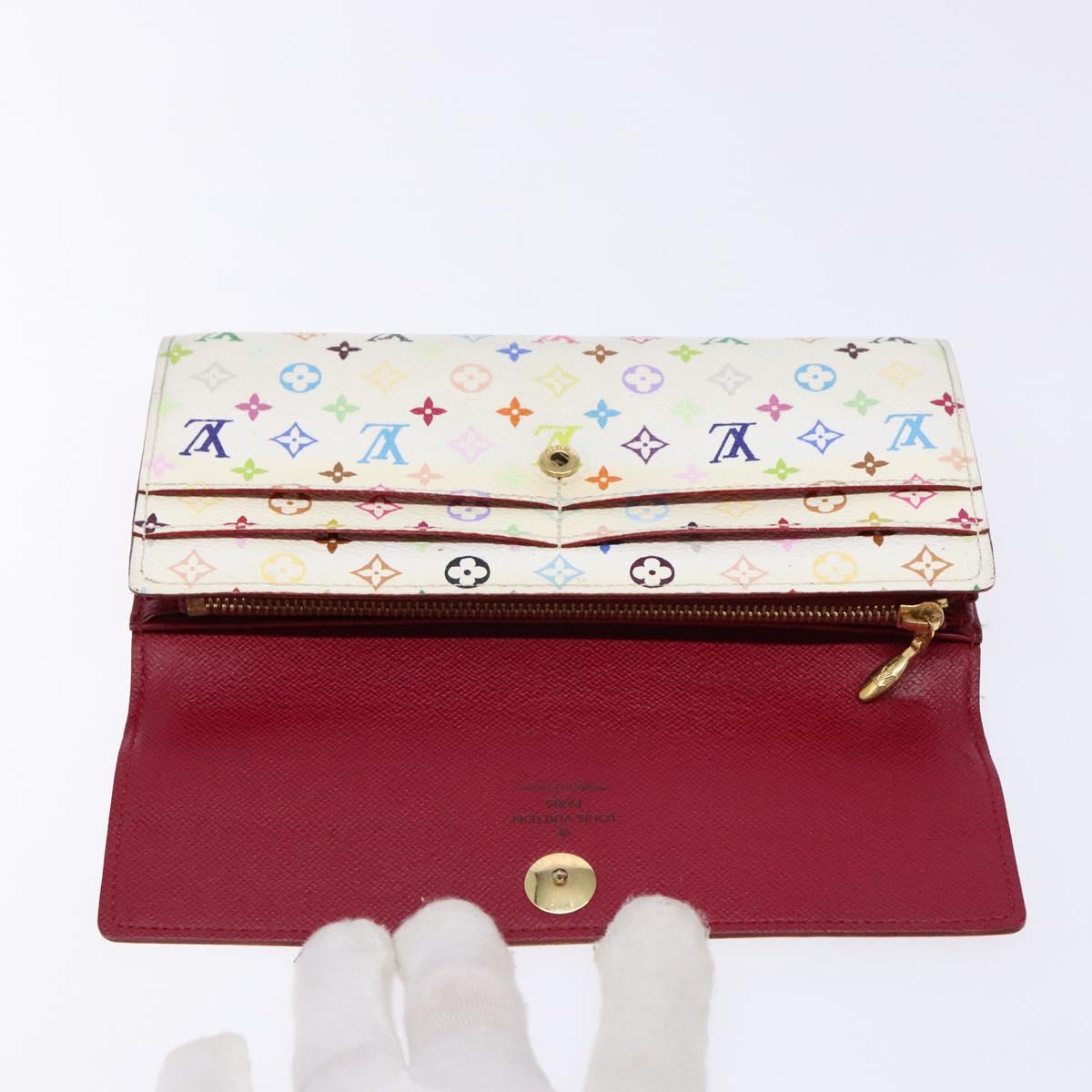 LOUIS VUITTON Multicolor Portefeuille Sarah Wallet White M93532 LV Auth BA5191