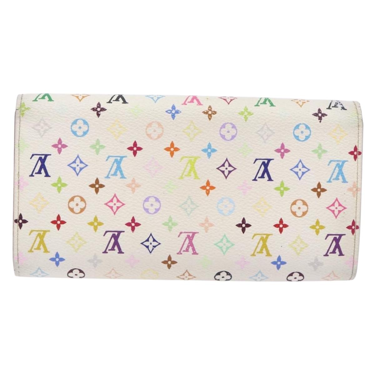 LOUIS VUITTON Multicolor Portefeuille Sarah Wallet White M93532 LV Auth BA5191