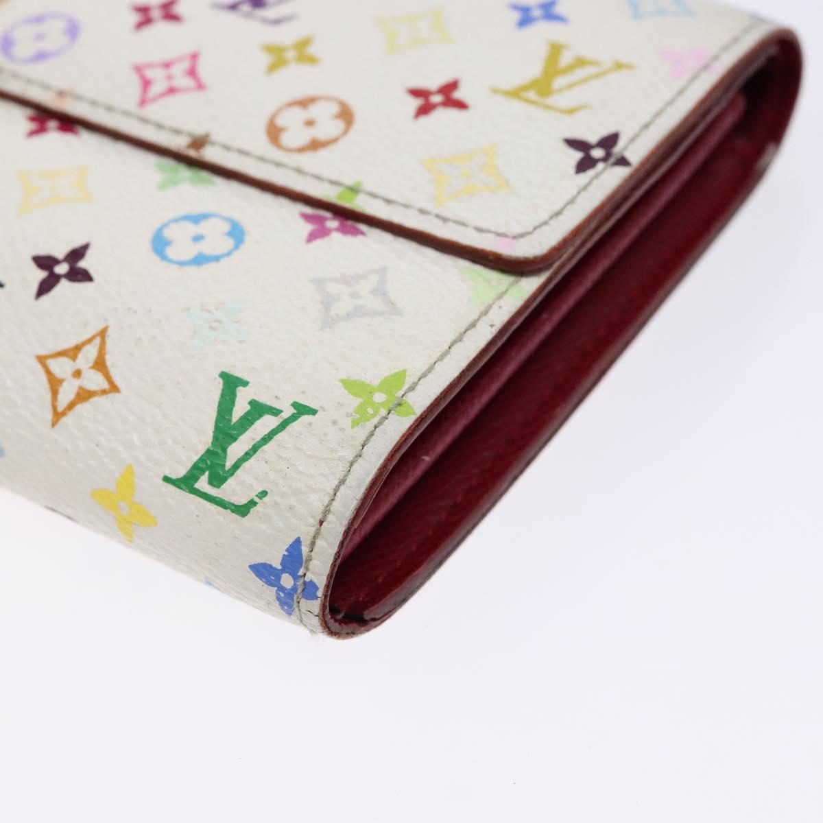 LOUIS VUITTON Multicolor Portefeuille Sarah Wallet White M93532 LV Auth BA5191