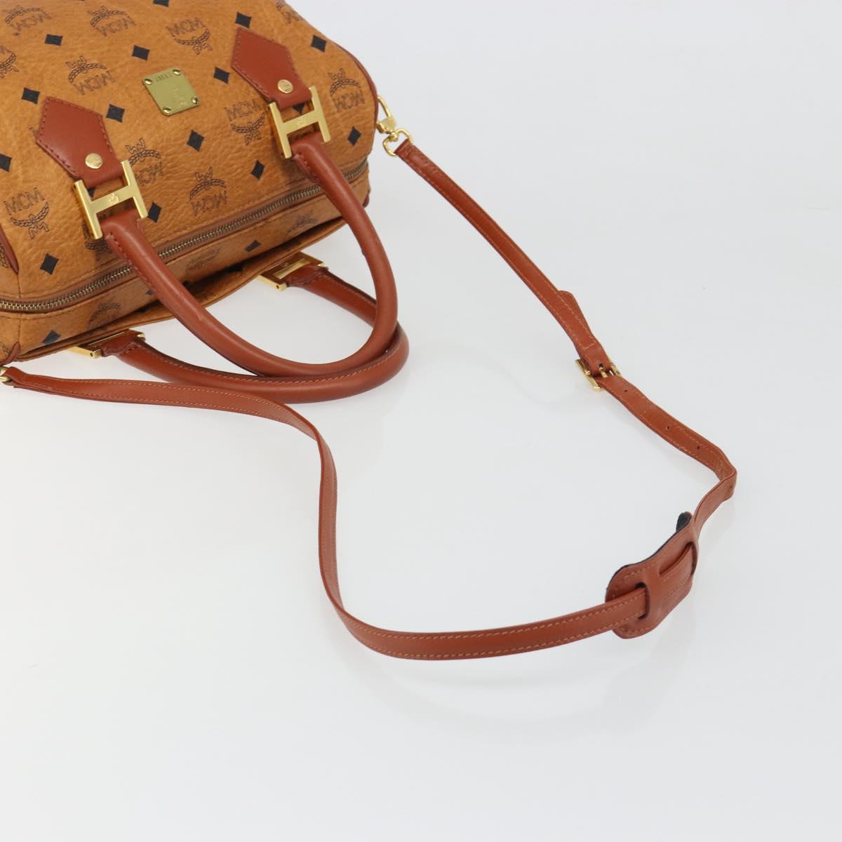 MCM Vicetos Logogram Hand Bag PVC 2way Brown Gold Auth BA5195
