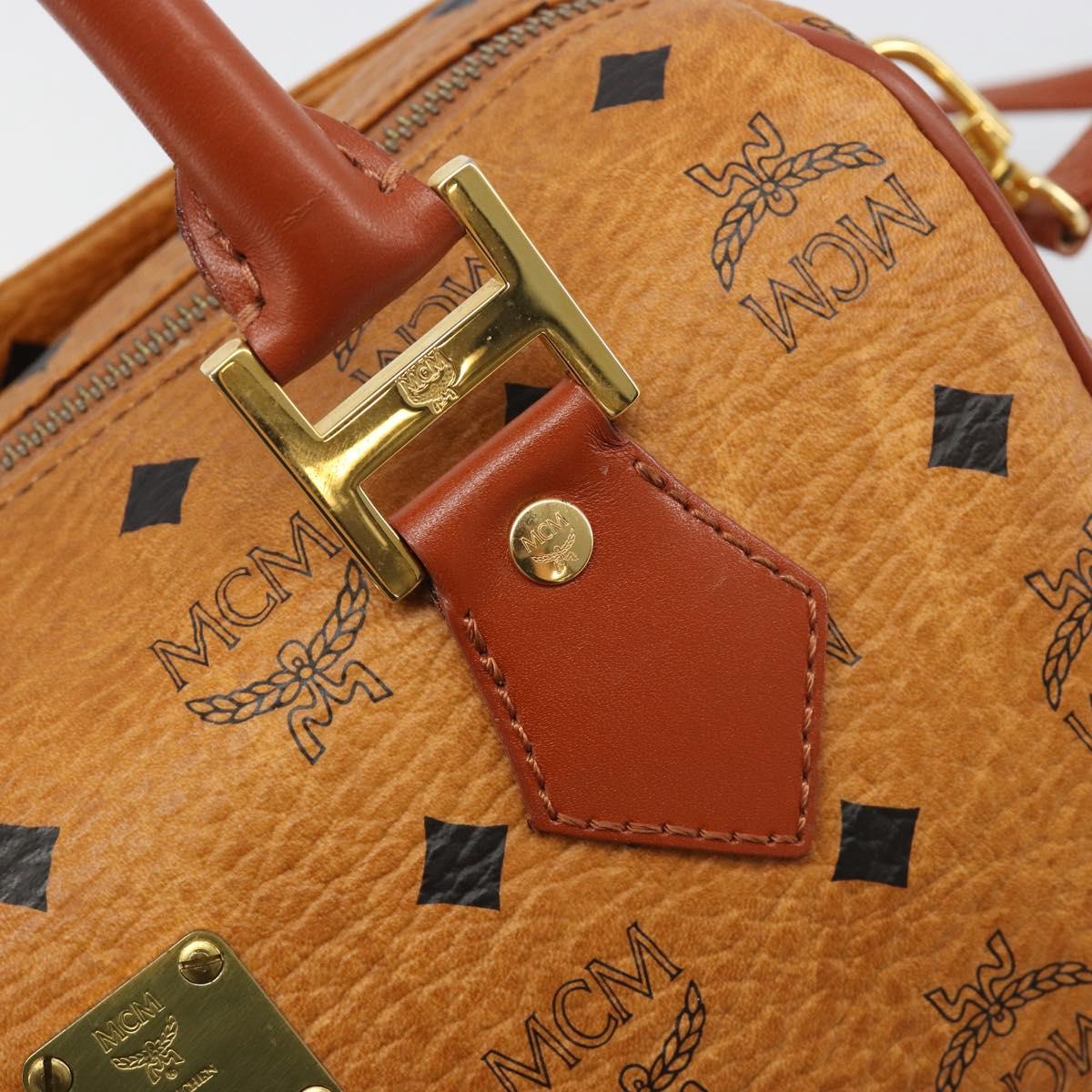 MCM Vicetos Logogram Hand Bag PVC 2way Brown Gold Auth BA5195