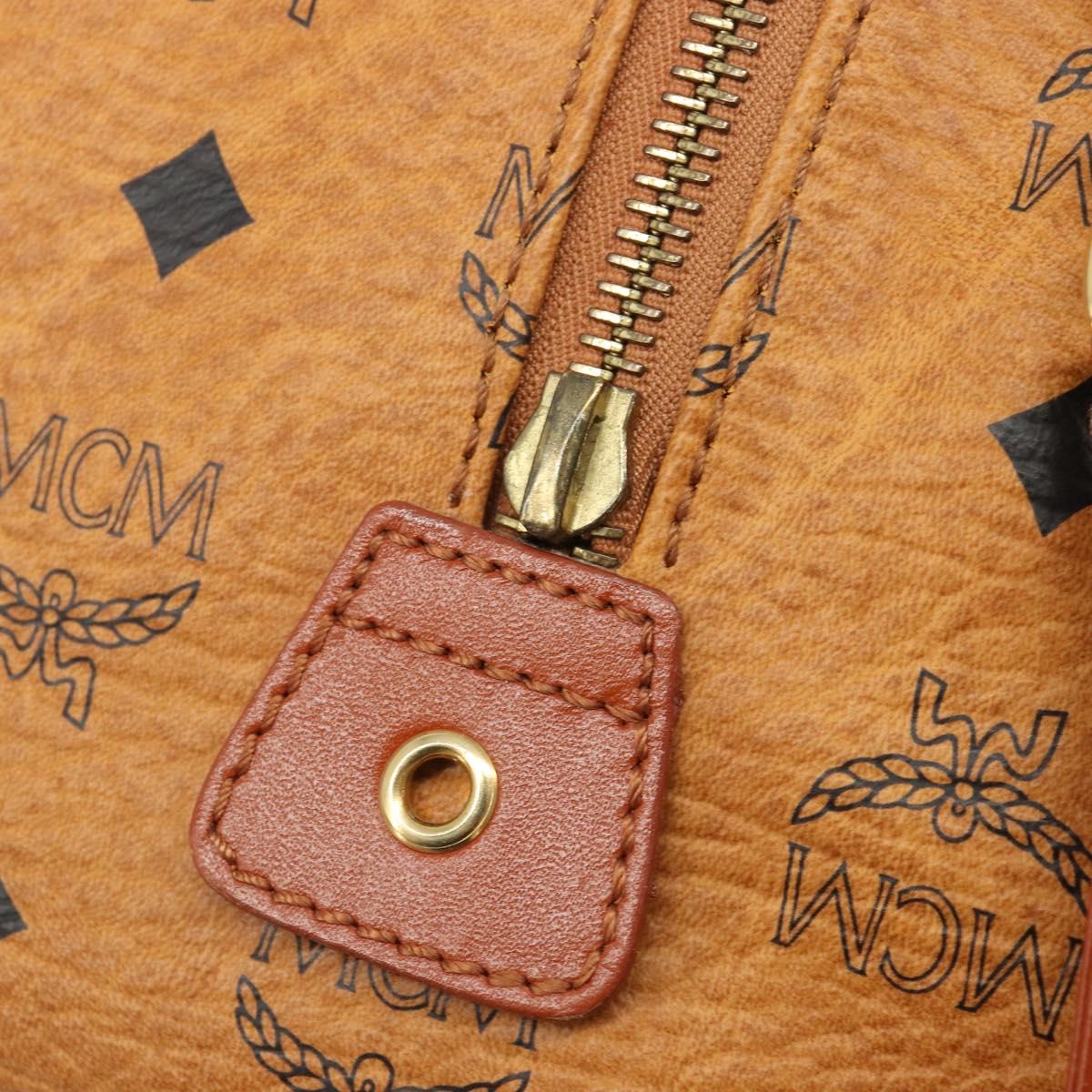 MCM Vicetos Logogram Hand Bag PVC 2way Brown Gold Auth BA5195