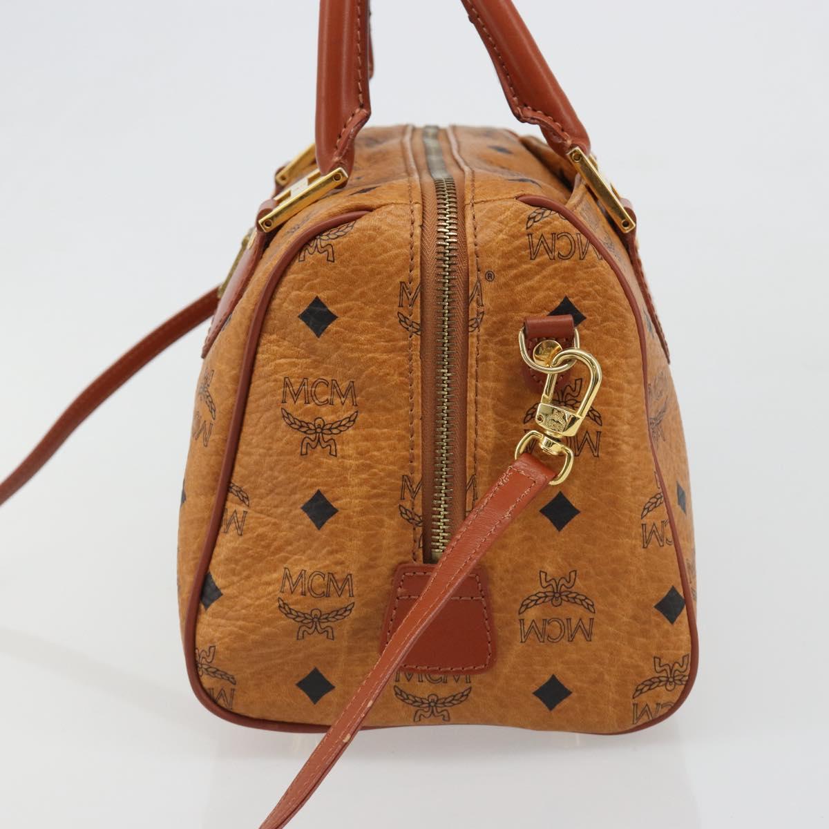 MCM Vicetos Logogram Hand Bag PVC 2way Brown Gold Auth BA5195