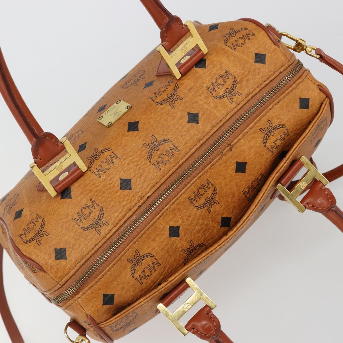 MCM Vicetos Logogram Hand Bag PVC 2way Brown Gold Auth BA5195