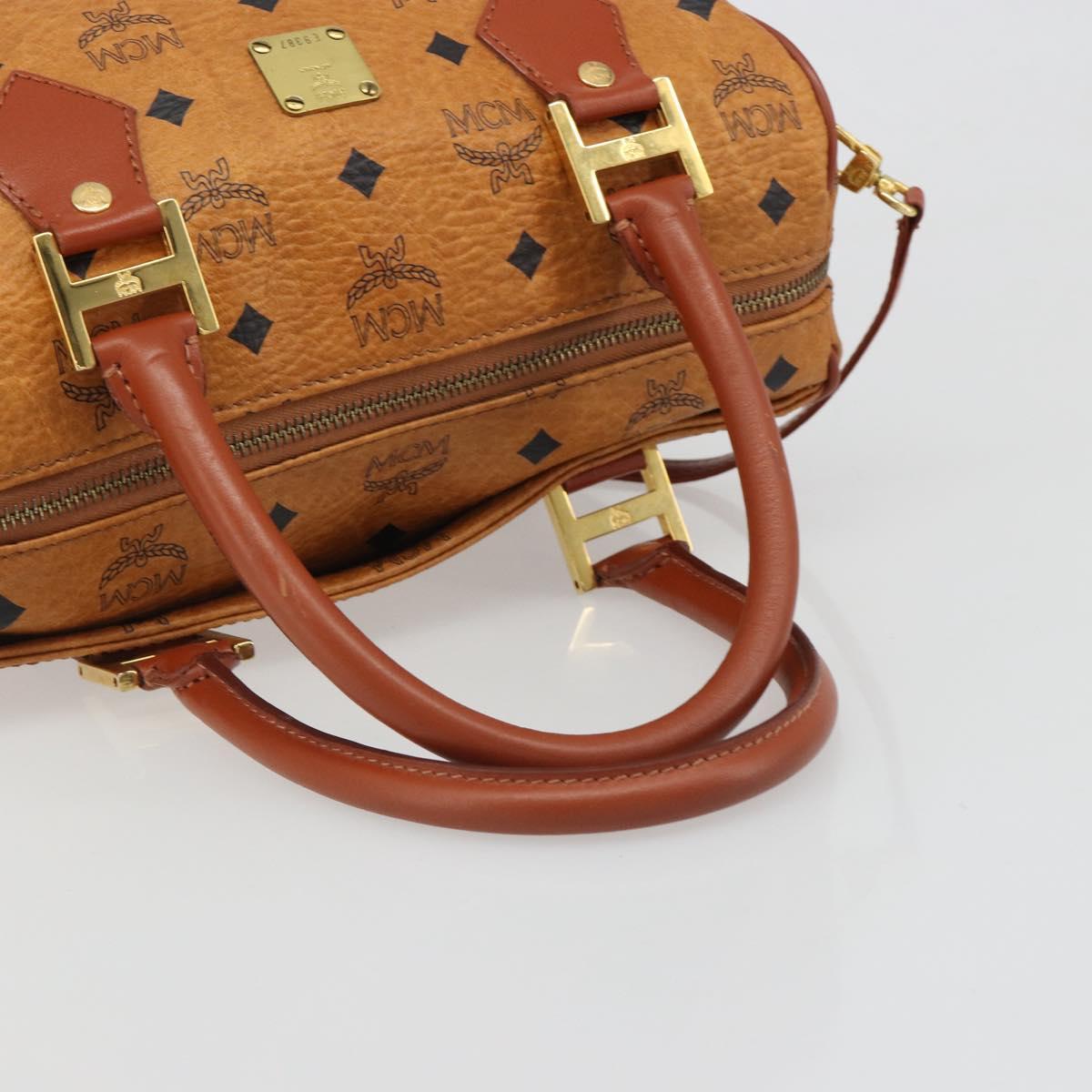 MCM Vicetos Logogram Hand Bag PVC 2way Brown Gold Auth BA5195