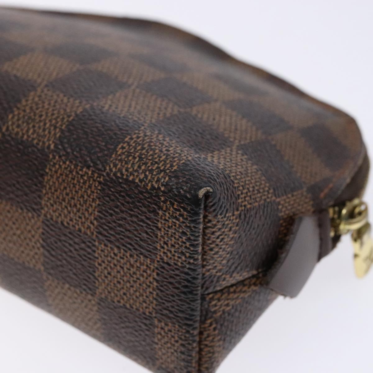 LOUIS VUITTON Damier Ebene Pochette Cosmetic PM Pouch N47516 LV Auth BA5200