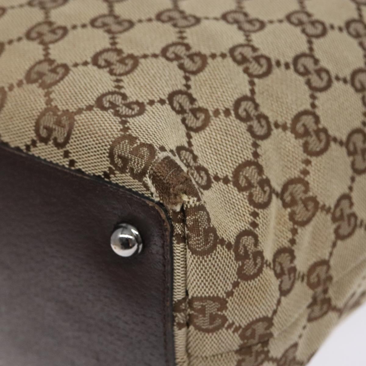 GUCCI GG Canvas Tote Bag Beige Silver 120836 Auth BA5201