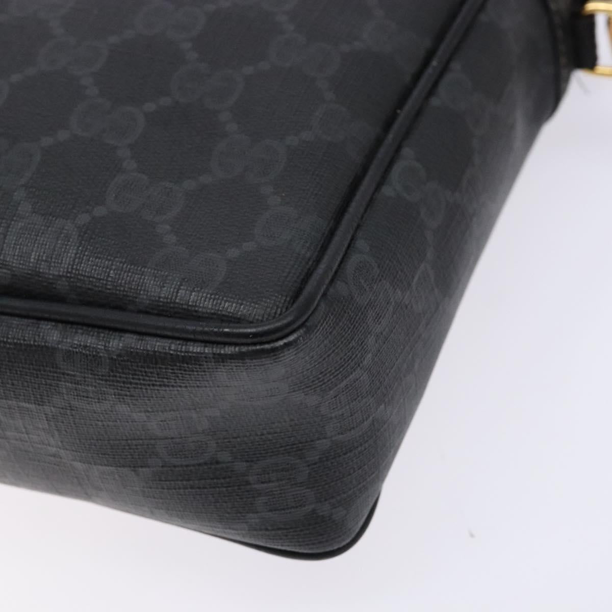 GUCCI GG Supreme Clutch Bag PVC Black Gold 156 01 053 Auth BA5207