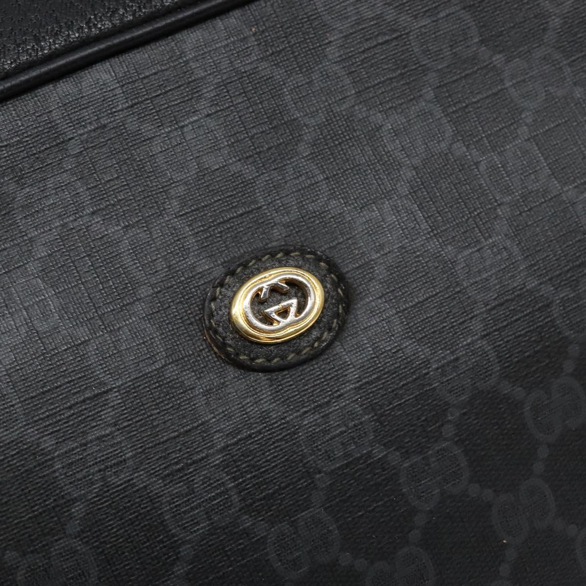 GUCCI GG Supreme Clutch Bag PVC Black Gold 156 01 053 Auth BA5207