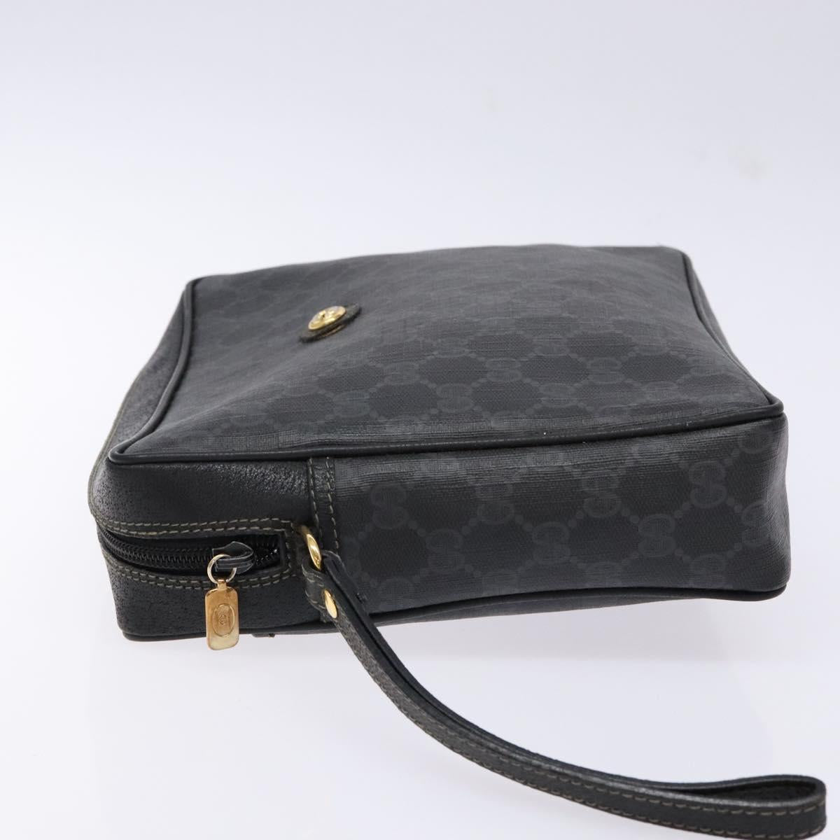 GUCCI GG Supreme Clutch Bag PVC Black Gold 156 01 053 Auth BA5207