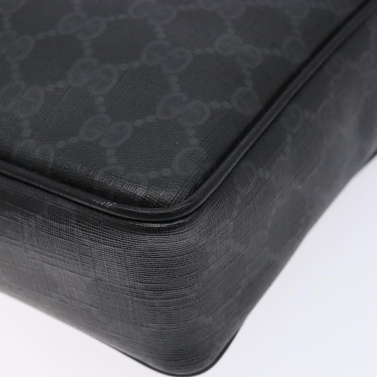 GUCCI GG Supreme Clutch Bag PVC Black Gold 156 01 053 Auth BA5207