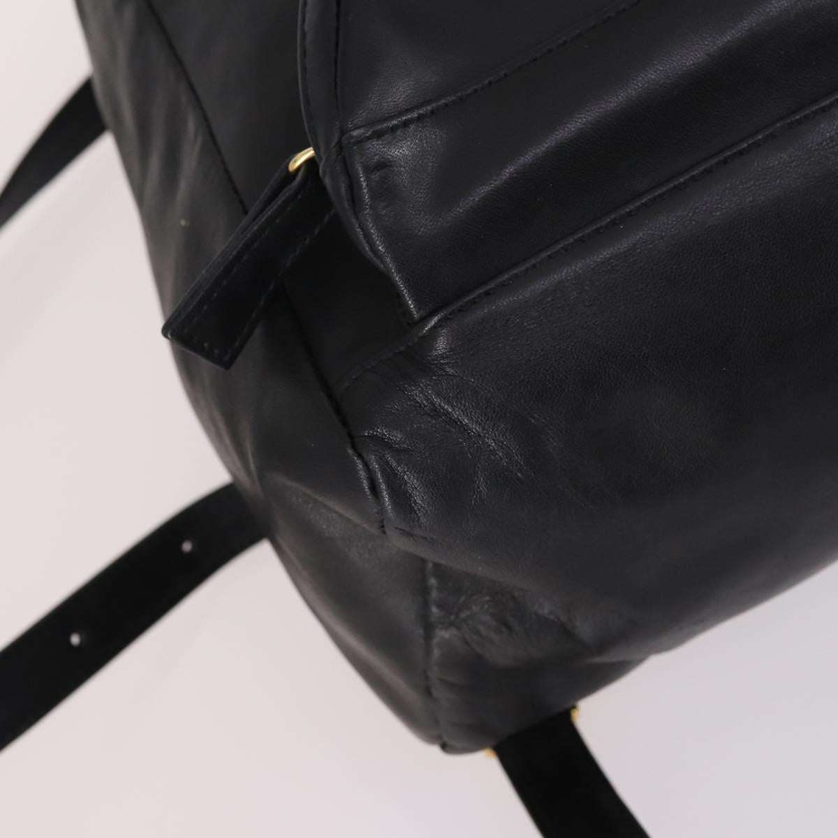 Gianni Versace Backpack Leather Black Gold Auth BA5214