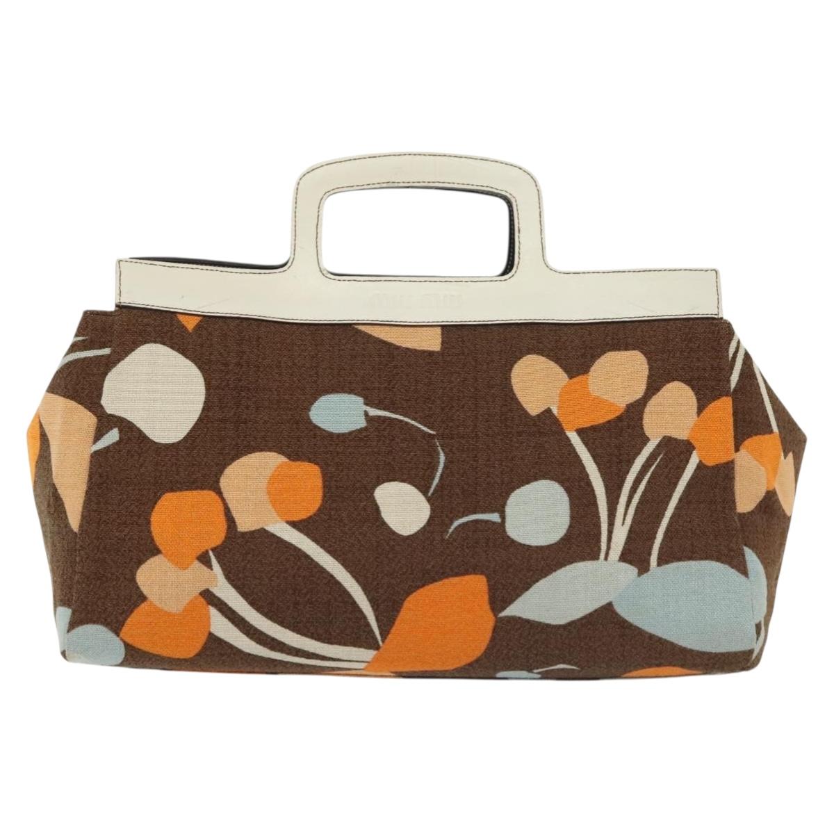 Miu Miu Hand Bag Canvas Brown Auth BA5216